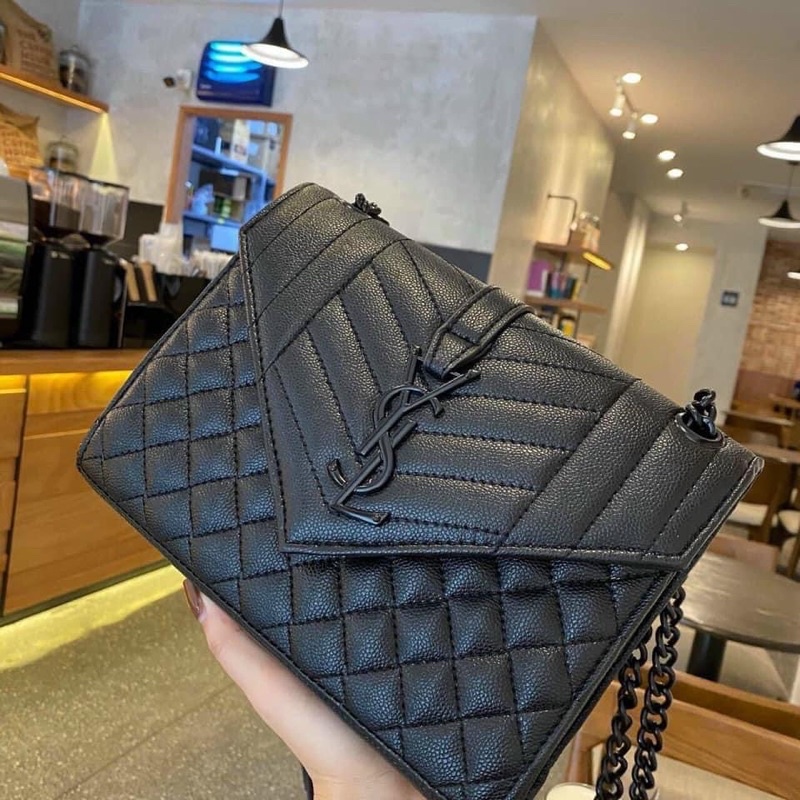 Túi xách nữ sl bì thư da hạt full đen