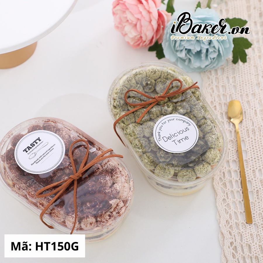 Hộp nhựa oval XY150G đựng bánh mousse, bánh tiramisu