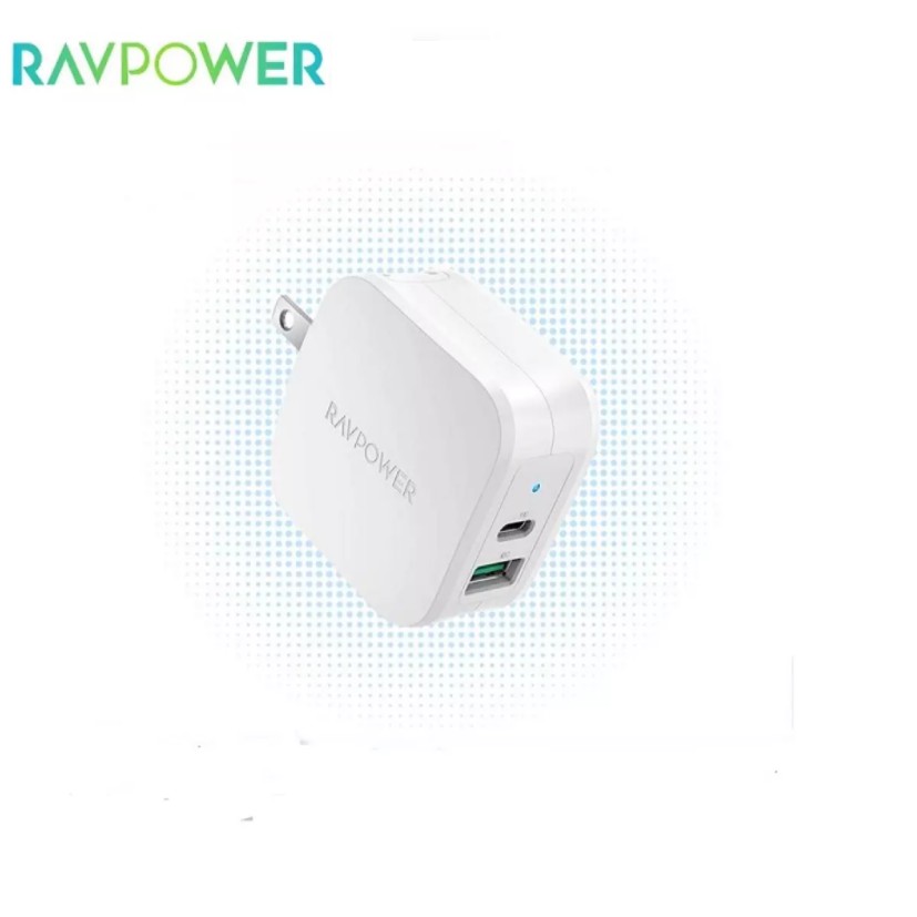 Củ Sạc chính hãng RAVPower 2 Cổng 18w Usb C + PD RP-PC113