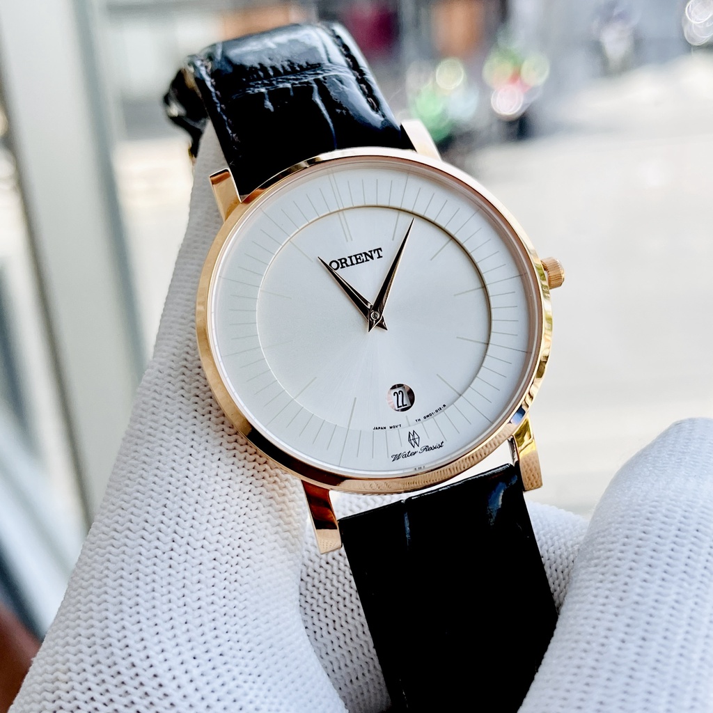 Đồng Hồ Nam Orient FGW0100CW0 Dây Da Nâu Mặt Trắng, Kính Saphire Chống Trầy, Chống Nước, Size 40mm Tặng Box Thép