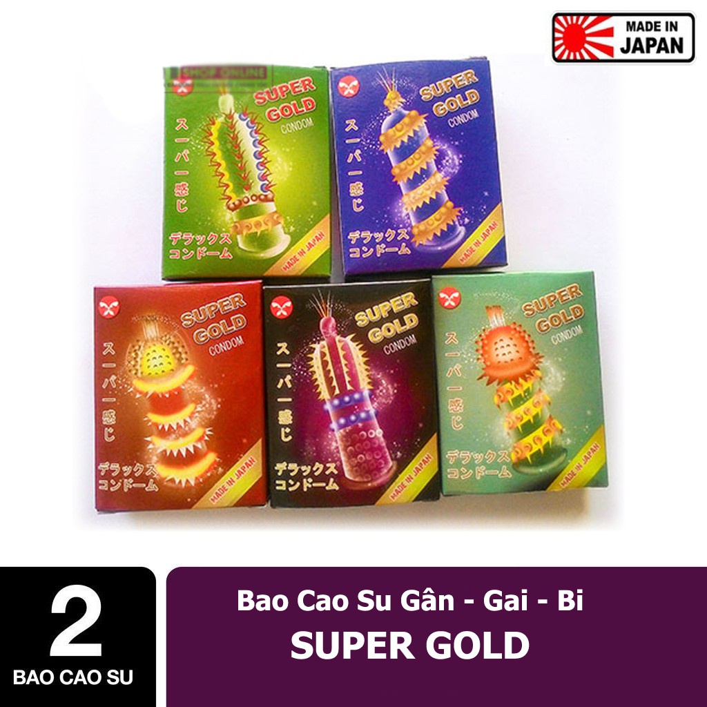 Combo Mua 5 Tặng 1 Bao Cao Su SUPER GOLD Gân - Gai - Bi Tăng Khoái Cảm CHUẨN CHÍNH HÃNG. Hộp 2 Cái