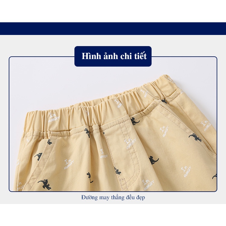 Quần Kaki bé trai WELLKIDS quần short họa tiết khủng long cho bé trai mẫu mới 2022