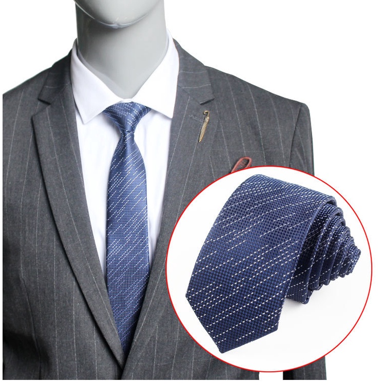 Cà Vạt Lụa Ôm Dáng Họa Tiết Kẻ Sọc 6CM Chất Lượng Cao Cho Chú Rể