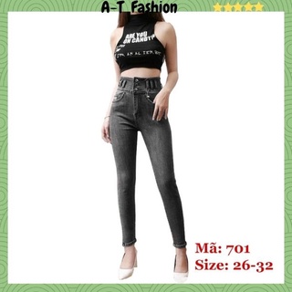 Quần jean nữ cạp cao, quần bò nữ cao cấp phối lưng kiểu ôm body thời trang hot 2021 chuẩn hàng VNXK A-T Fashion - QJN701