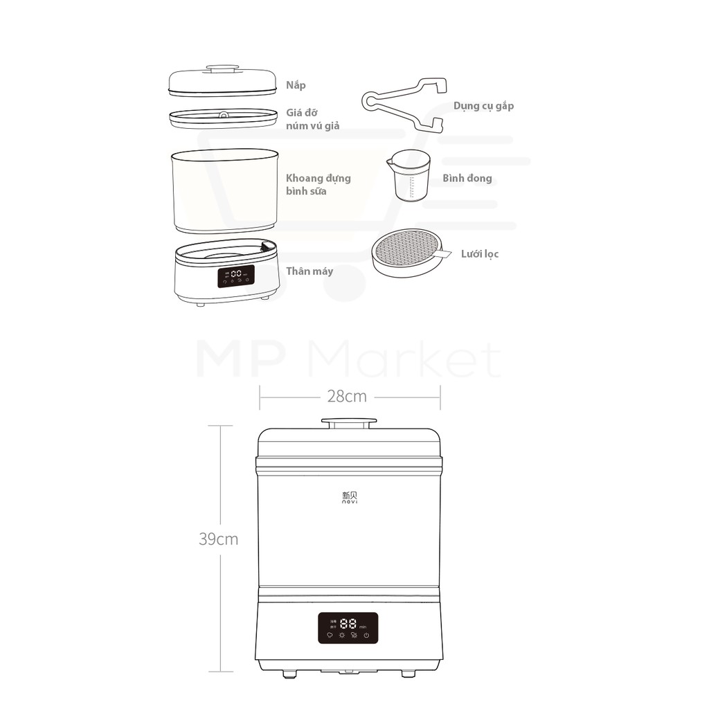 Máy tiệt trùng + sấy khô bình sữa đa năng NCVI (NEVI, NGVI)