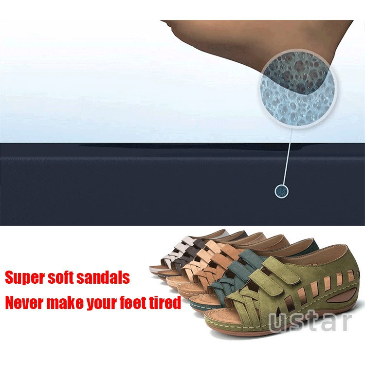 Giày sandal đế xuồng với 5 màu kích thước 35-43 dành cho nữ