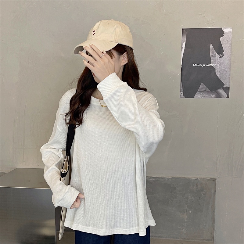 Áo sweater nữ SUXI tay dài cổ tròn màu trơn đơn giản