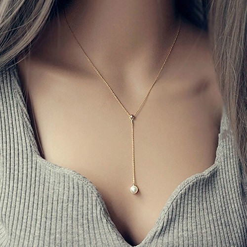 Dây chuyền chữ Y có mặt ngọc trai thời trang cho nữ