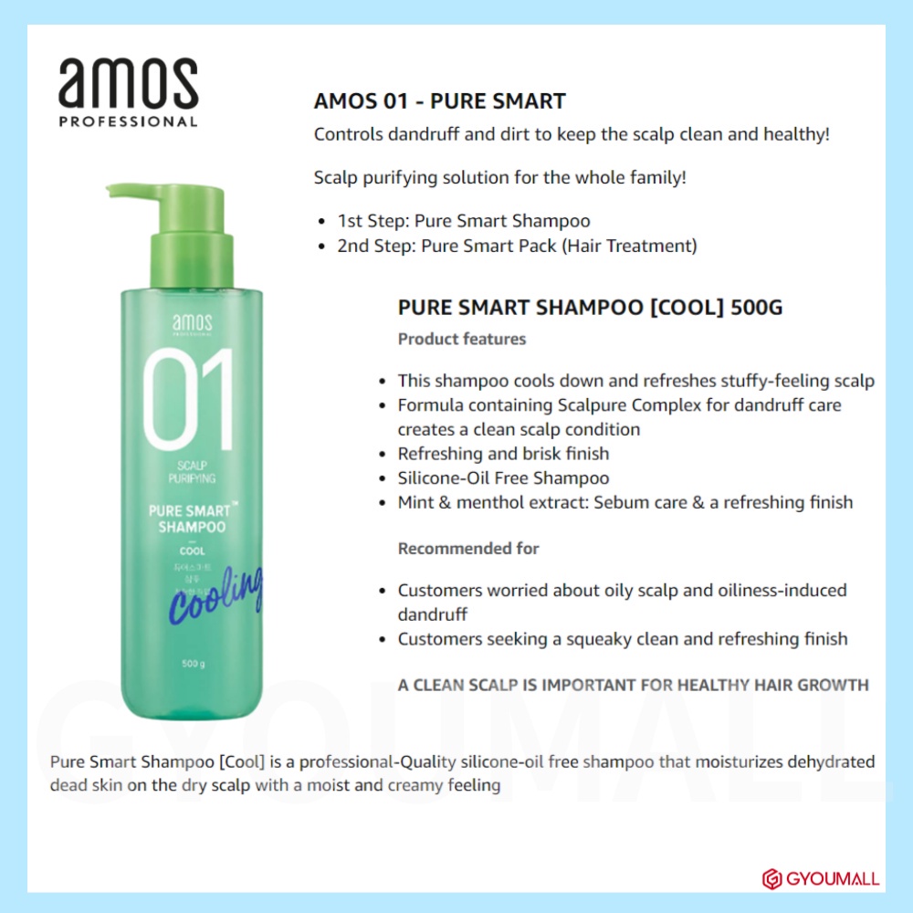 Dầu gội đầu AMOS Pure Smart chống rụng tóc chăm sóc tóc