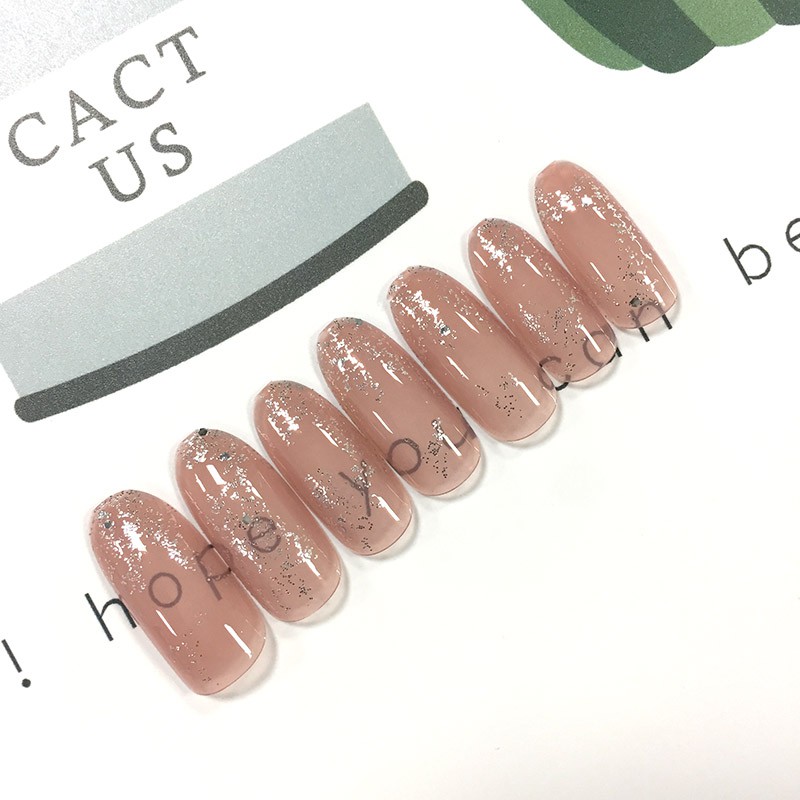 [Hàng mới về] Bộ 24 móng tay giả đầu tròn trang trí sẵn kèm keo dán dành cho nữ