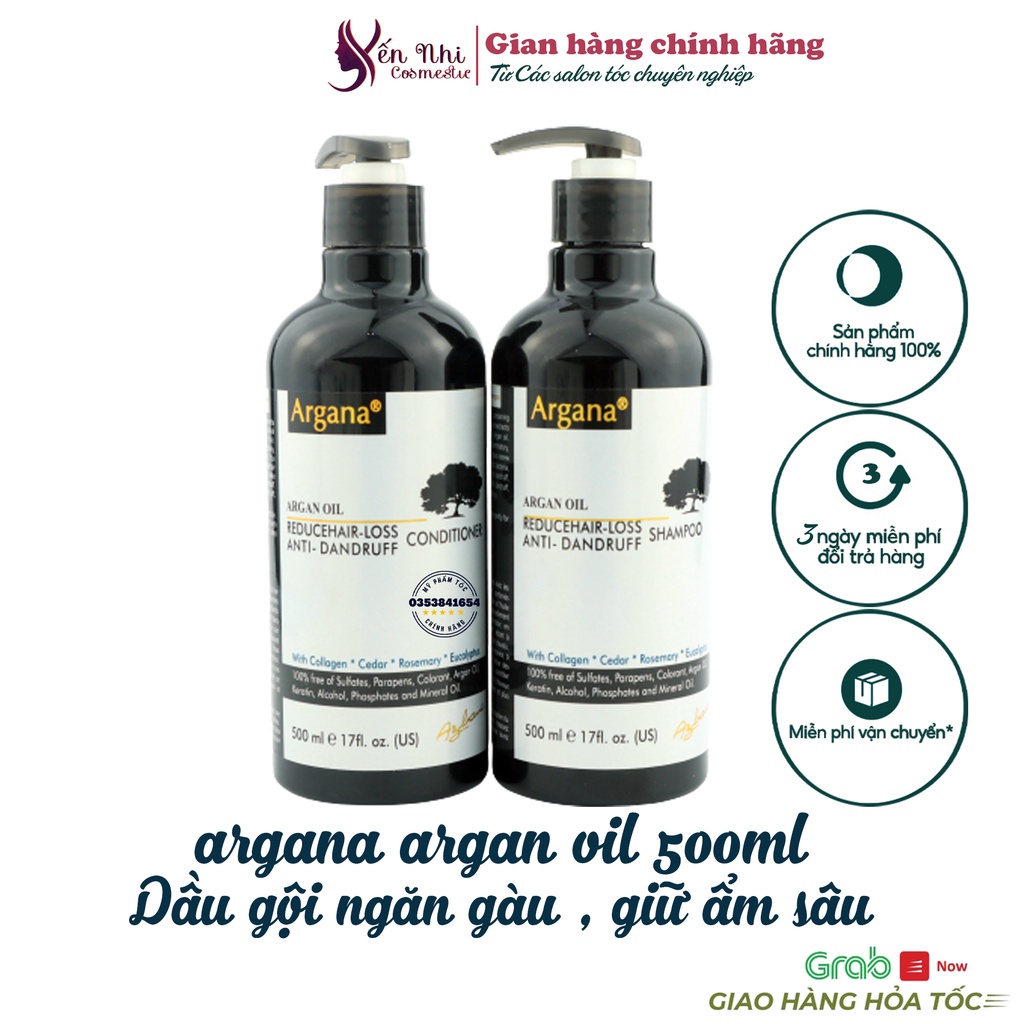 Argana dầu gội ngăn gàu argana argan oil dưỡng ẩm sâu 500ml, Mỹ phẩm tóc yến nhi DG29