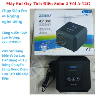  Oxy Tích Điện Siêu Êm 2 Vòi Sobo A-12G (12W - 2x6Lít/Phút) - Máy Sủi Oxy Cho Bể Cá
