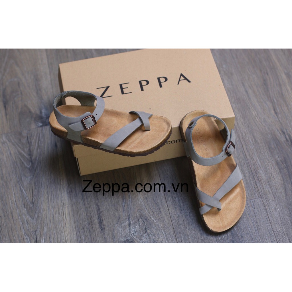 ZEPPA - Gian Hàng Chính Hãng - Da bò thật 100% - Sandal đế trấu da bò nam &amp; nữ - Màu xám (Size: 35-43) FA