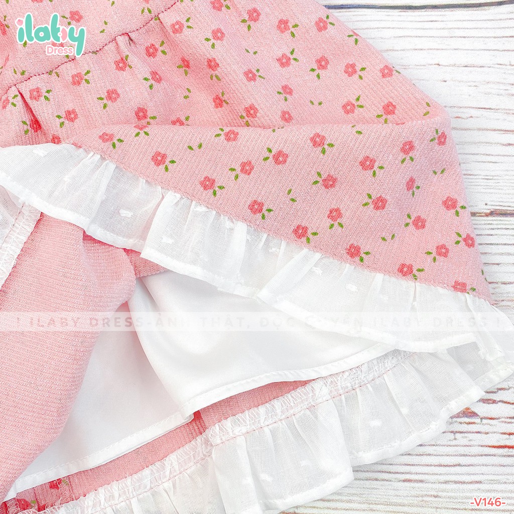 Váy cho bé gái ILABY Daisy Dress thiết kế đơn giản chất vải mềm có lớp lót thấm hút mồ hôi họa tiết hoa điệu đà [V146]