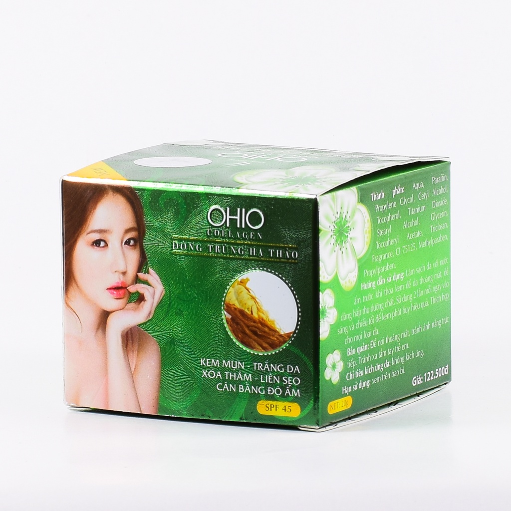 Kem Ngừa Mụn, Trắng da, Cân bằng độ ẩm OHIO Collegen - Đông Trùng Hạ Thảo (20g)