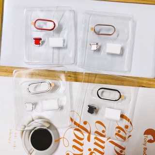 Trọn bộ Viền nhôm bảo vệ camera + nút home + nút chống bụi tai nghe Iphone 7/ 8, 7 Plus/ 8 Plus,  X/ XS MAX