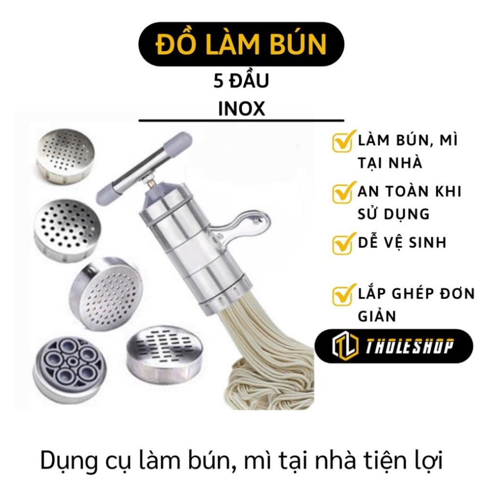 Khuôn làm bún - Dụng cụ làm bún mì tươi 5 đầu inox cao cấp ít bám dầu mỡ, không gỉ an toàn sức khỏe 2535