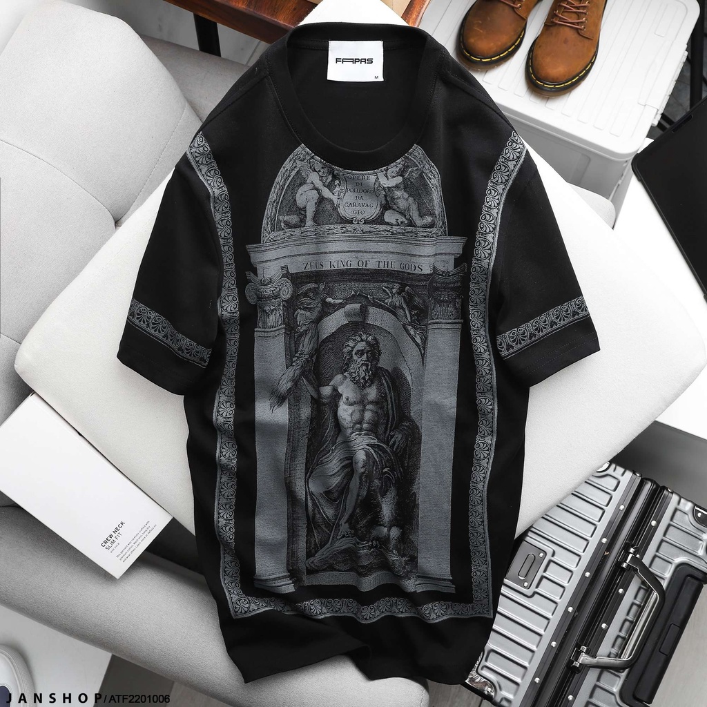 Áo Thun In Hình Vị Thần Hy Lạp Zeus Ấn Tượng Cùng Chất Vải Cotton Thoáng Mát