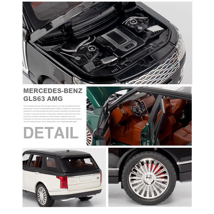 Mô hình xe ô tô Land Rover Range Rover REFE NDFR tỷ lệ 1:24 hãng CheZhi thân hợp kim bánh trước đánh lái có đèn âm thanh
