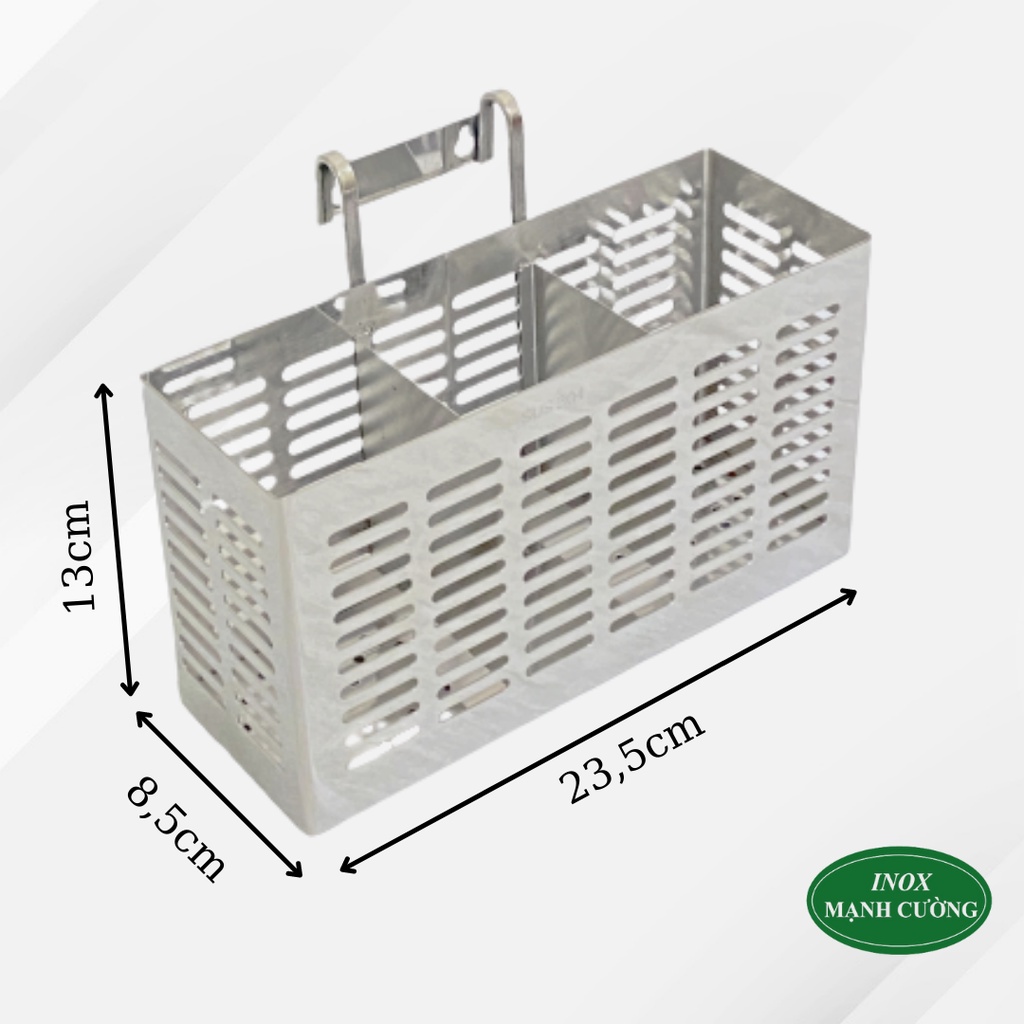Ống đựng đũa muỗng vuông 3 ngăn inox cao cấp 304