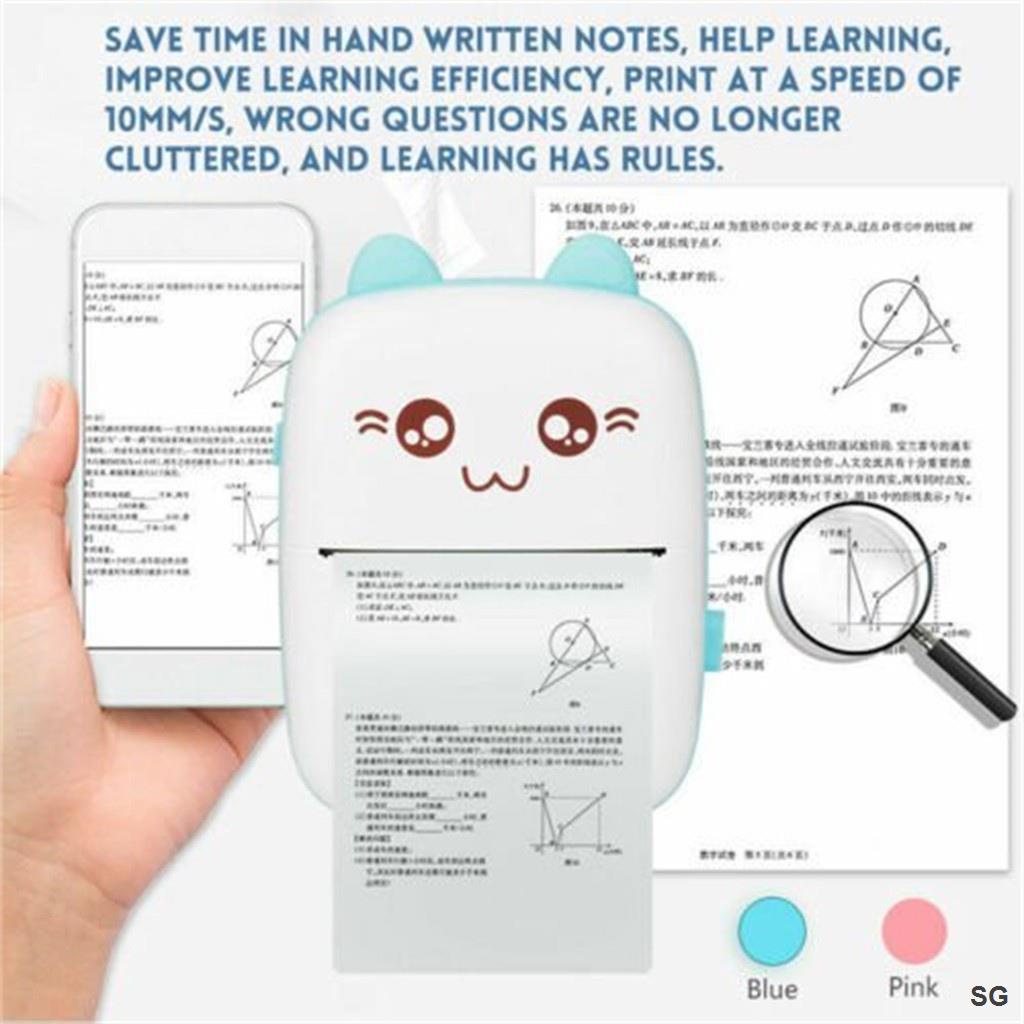 Máy In Ảnh Hoạt Hình Không Dây Mini Kết Nối Bluetooth Cho Android Ios