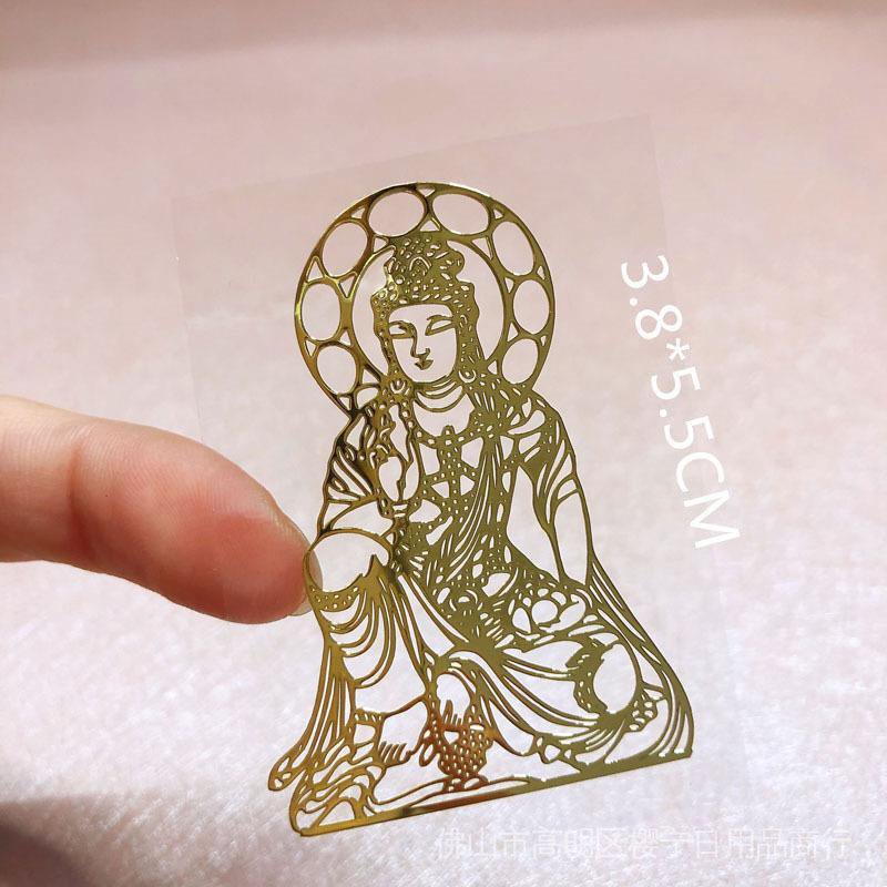 Miếng Dán Trang Trí Điện Thoại Bằng Kim Loại Hình Mickey / Quan Âm / Ngựa Một Sừng Kiểu Trung Hoa Dễ Thương