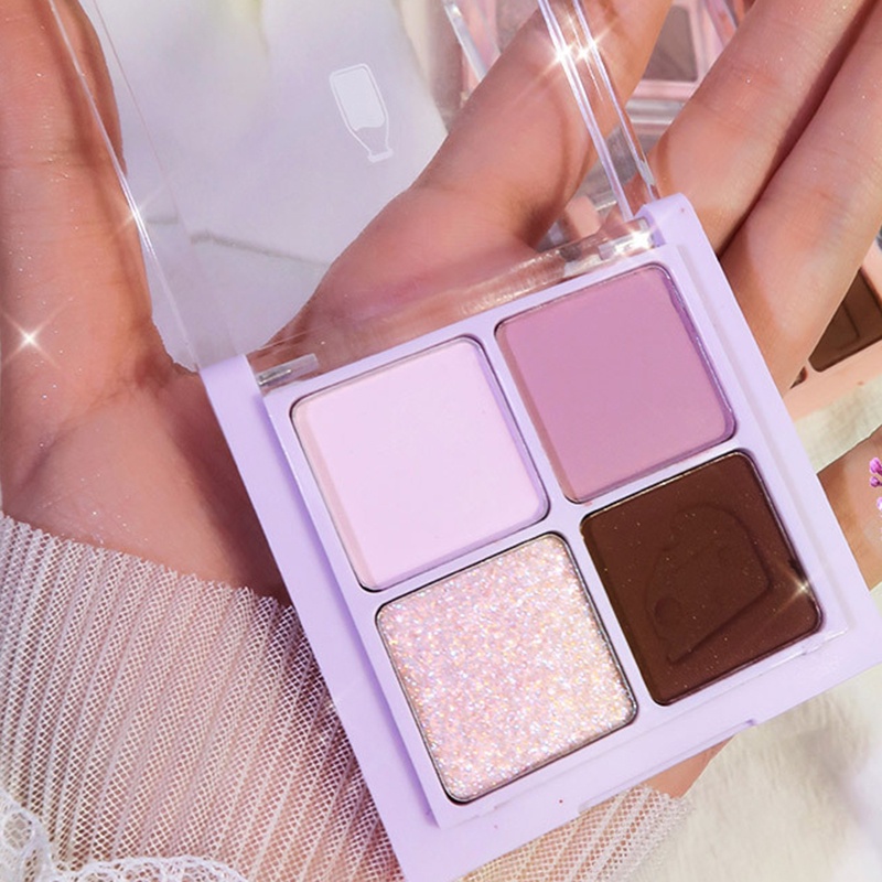 [Hàng mới về] Bảng phấn mắt 4 tông màu hiệu ứng ánh ngọc trai lấp lánh chống thấm nước lâu trôi