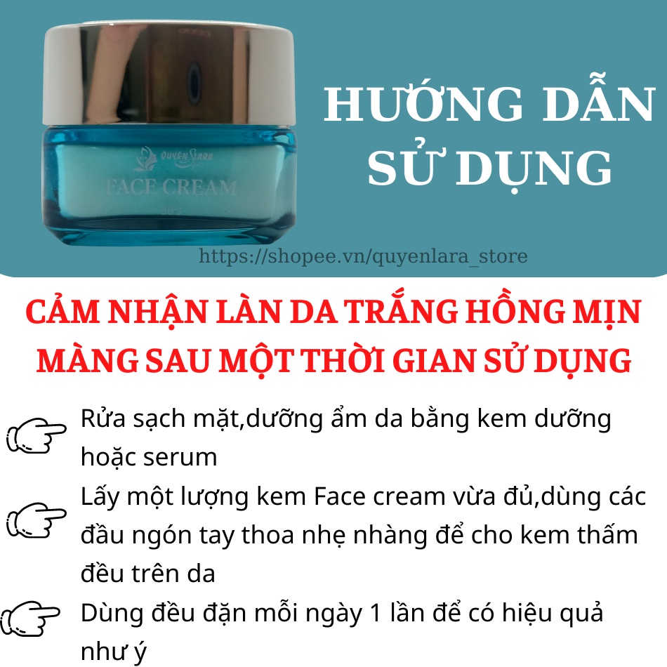 Face Cream Kem Dưỡng Và Tái Tạo Da Trắng Da,Mờ Nám Ngừa Lã Hóa Giúp Da Trắng Hồng Tự Nhiên Quyên Lara 30g