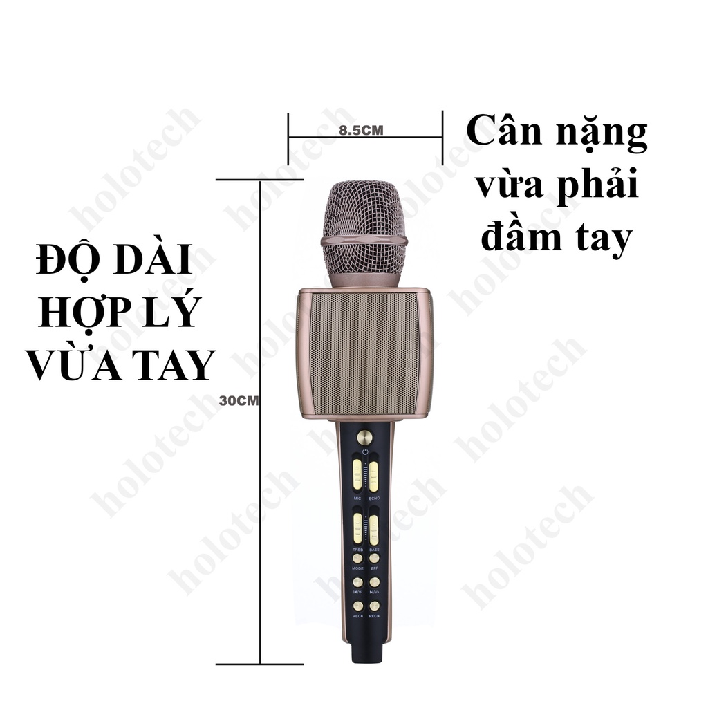 Micro Karaoke Bluetooth Không Dây HOLOCOM YS92 Kèm Loa Âm Lớn Bắt Giọng Hát Hay Hỗ Trợ Thẻ Nhớ, Thu Âm Chuyên Nghiệp