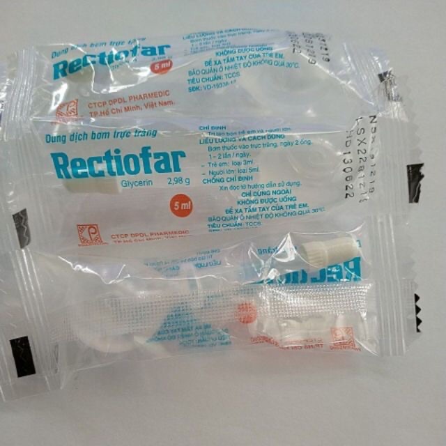 Bơm trực tràng táo bón 3ml và 5ml Rectiofar