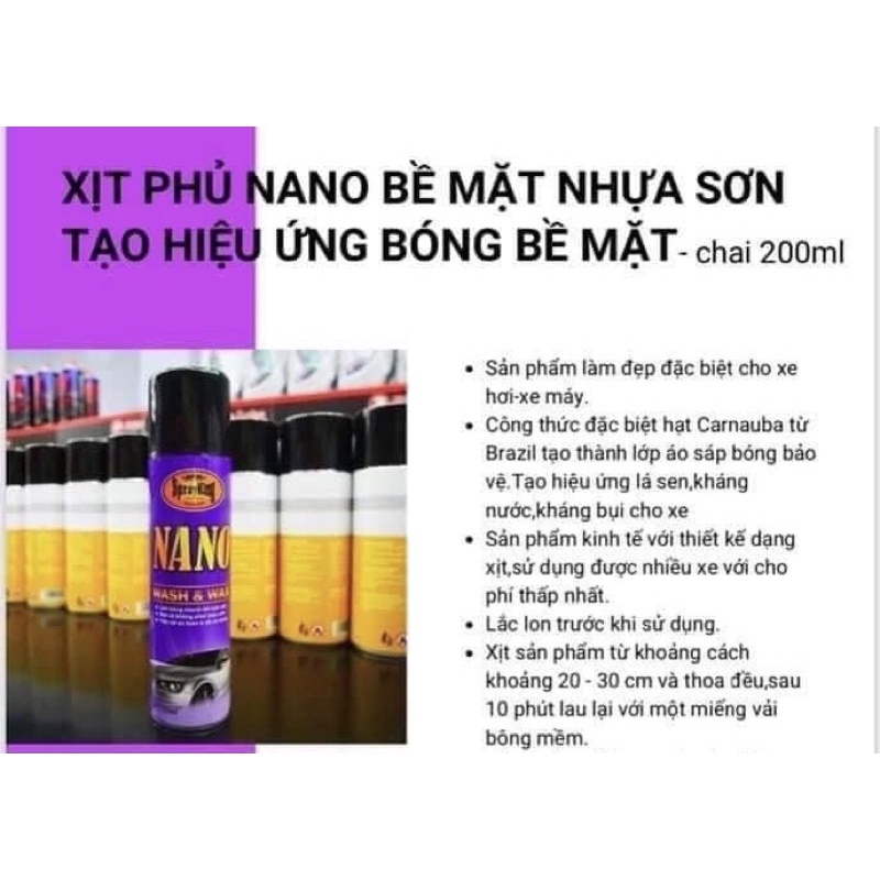 Sprayking Nano Xịt Phủ Bóng Dàn Áo Xe 200ml