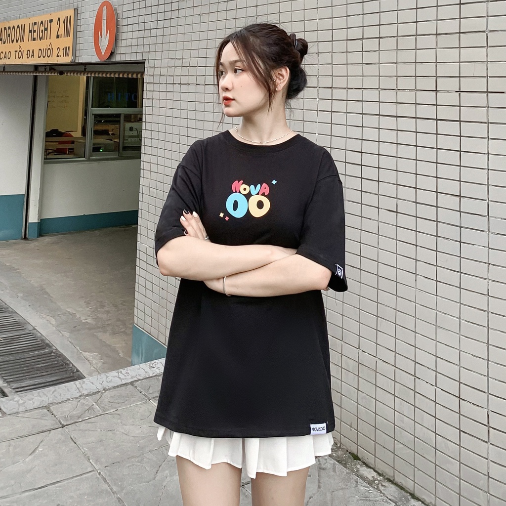 Áo Phông Tay Lỡ Local Brand Novado Fashion Cotton 4 Chiều Form Rộng Nam / Nữ, Dày Dặn Thoáng Mát Đen N21Đ-HT