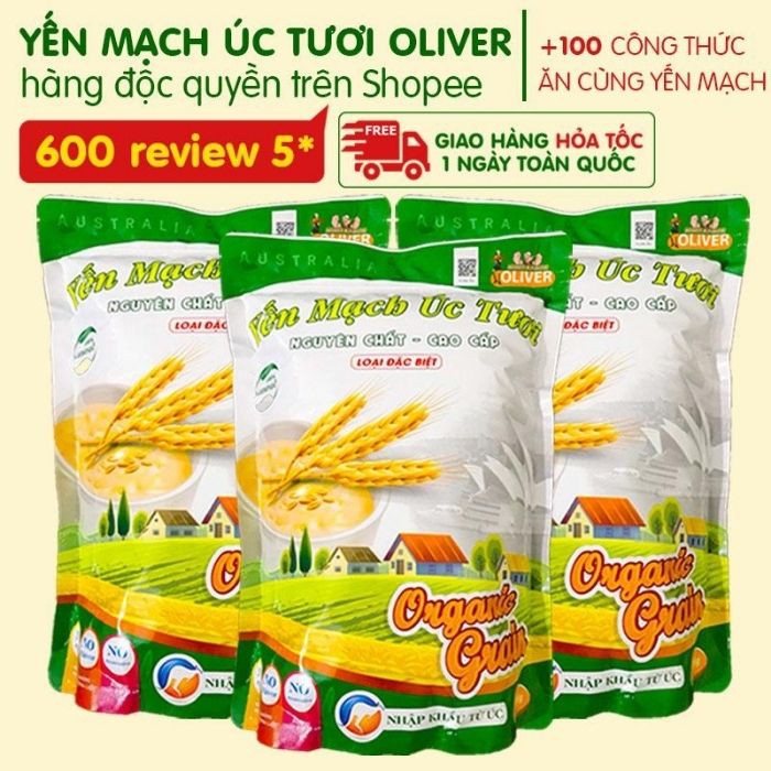 YẾN MẠCH GIẢM CÂN 1KG Úc Tươi cán vỡ Oliver tặng thực đơn giảm cân, ngũ cốc yến mạch ăn liền cán vỡ - YMO