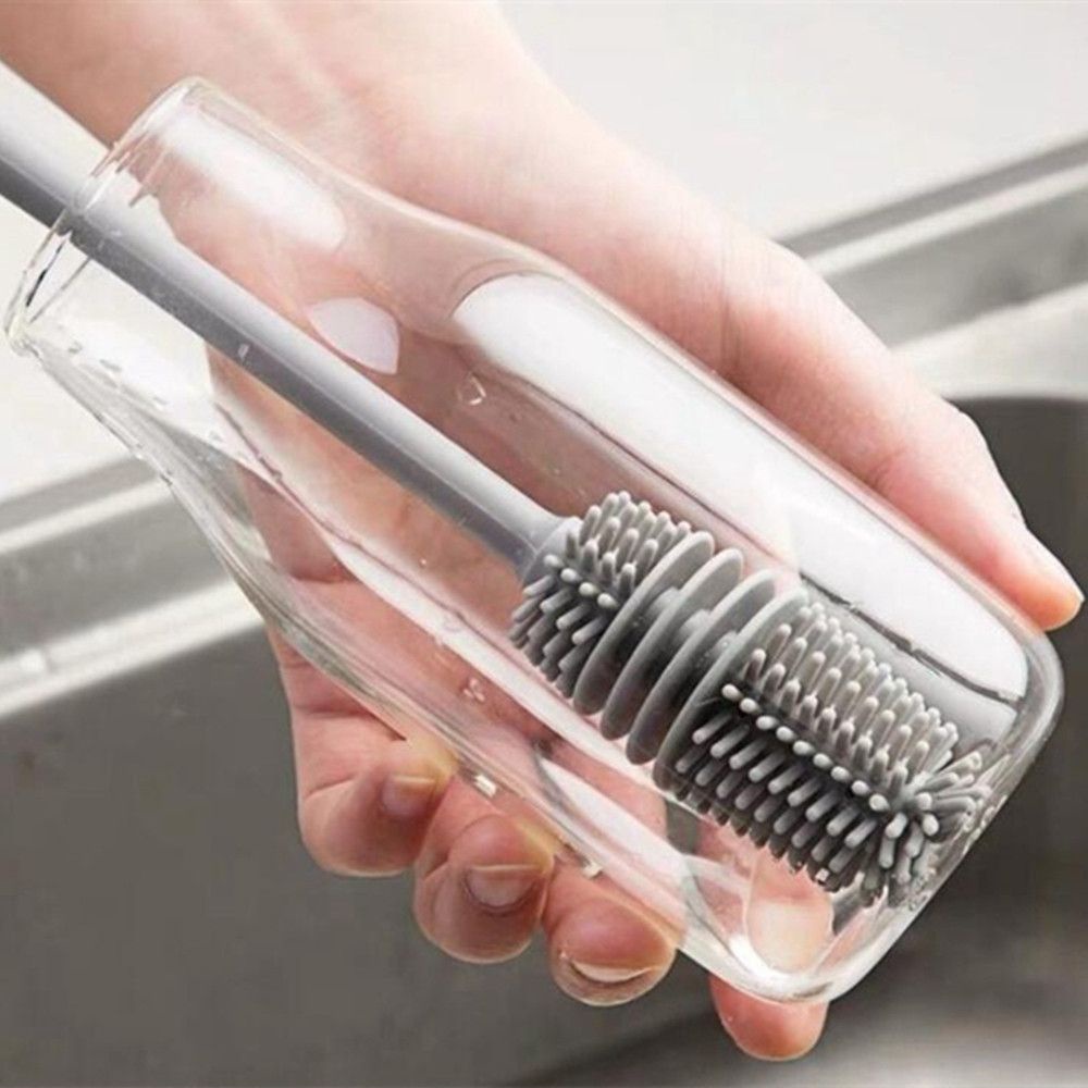 cọ rửa ly thủy tinh / bình nước bằng silicon tay cầm dài đa năng an toàn cho bé