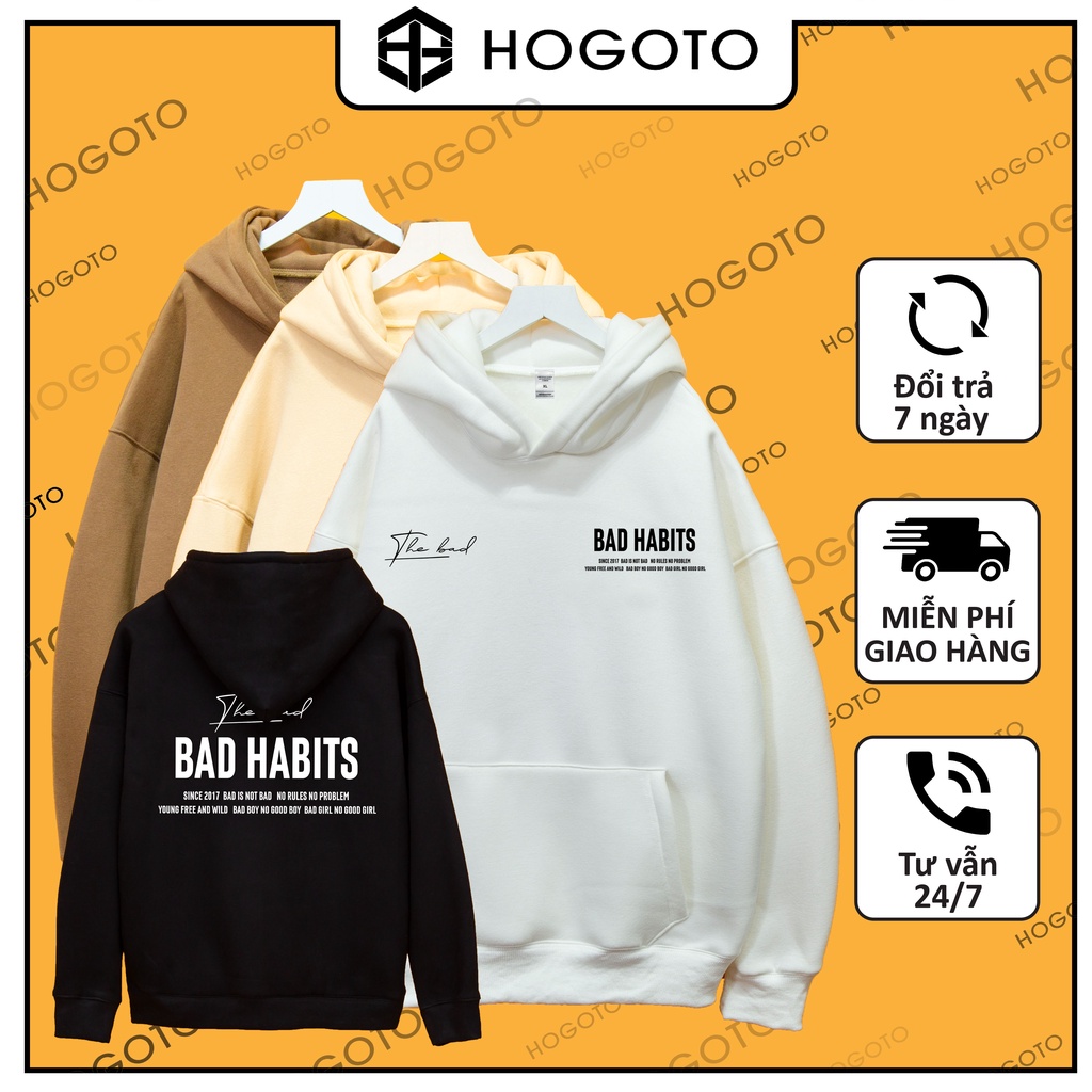 Áo nỉ hoodie THE BAD Hogoto shop , Áo nỉ hoodie unisex nam nữ form rộng oversize chất liệu Cotton