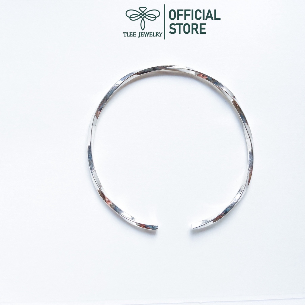 Lắc tay bạc TLEE kiềng cứng dáng xoắn sáng bóng basic TleeJewelry LT0132