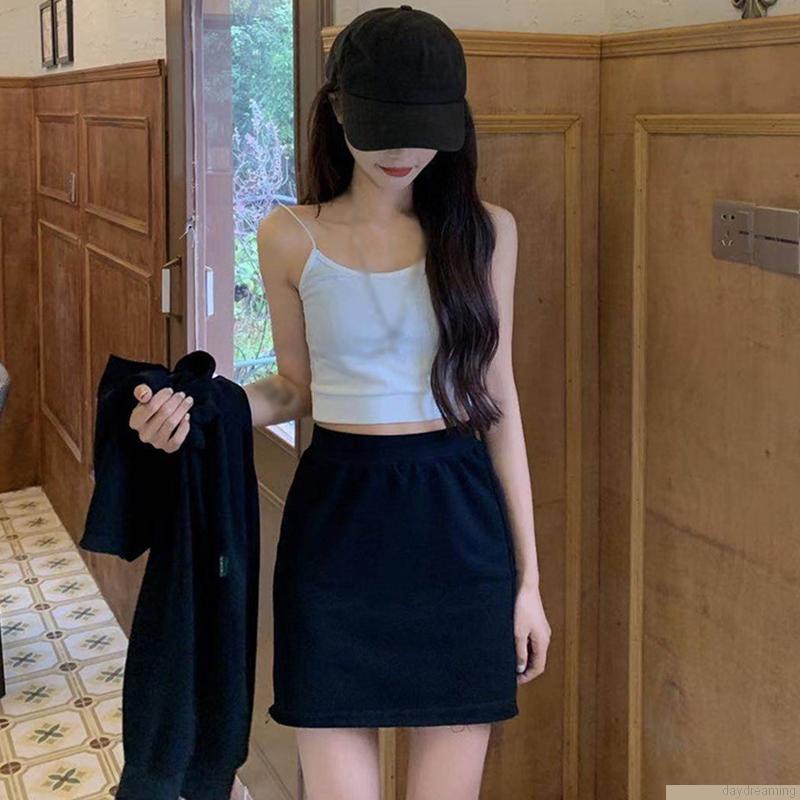 Set quần áo 2 món gồm áo croptop dài tay + chân váy mini xẻ tà thời trang cho nữ