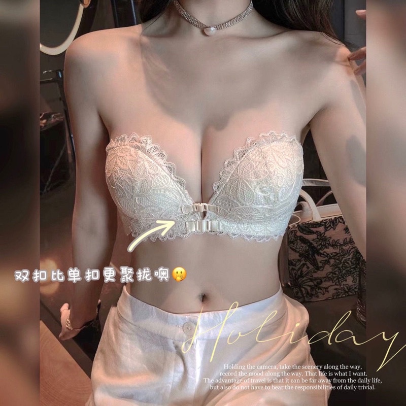 Áo Ngực Ren Lót Su Bàn Tay Cài Trước Đệm Vừa Nâng Ngực Chống Tụt