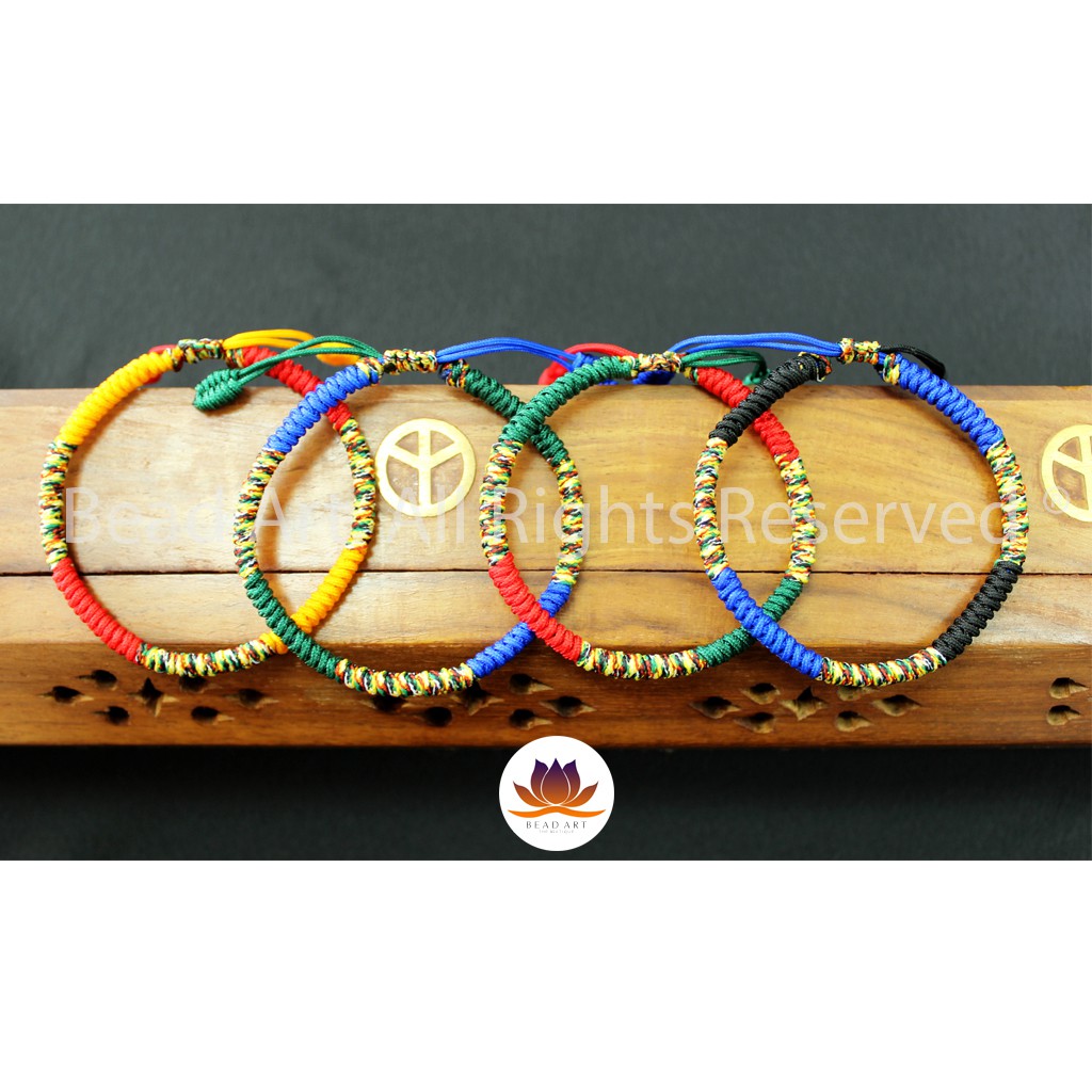 Vòng Tay Dây Ngũ Sắc Thắt Chỉ Màu Tibet Handmade , Vòng Tay Phong Thuỷ, Chuỗi Hạt S45 - Bead Art