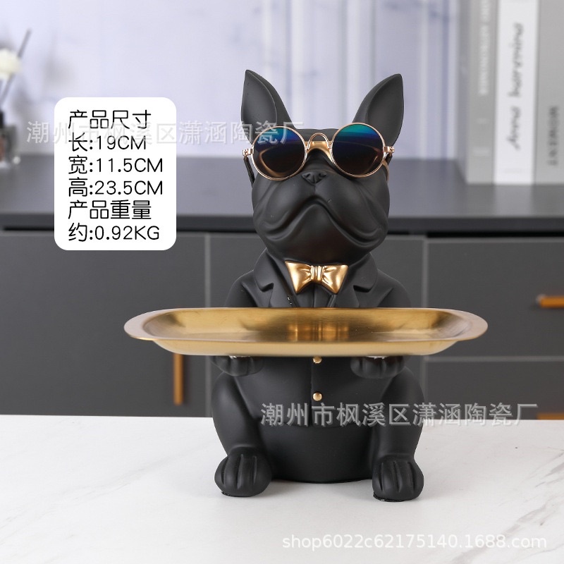 Khay Đựng Chìa Khóa Mạ Gốm Hình Chó bưng khay đựng đồ trang trí nhà cửa cực ngầu
