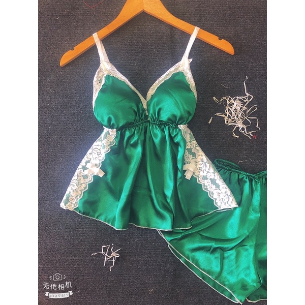 Đồ Ngủ Sexy Nữ - Đồ Ngủ Nữ Sexy Phối Ren Có Mút Ngực Free Size 40-55kg ( video+ ảnh thật)