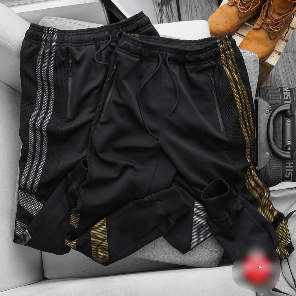 BIGSIZE - Quần thun dài jogger nam bigsize 80kg - 120kg mặc đẹp - 3 sọc lưới ngang