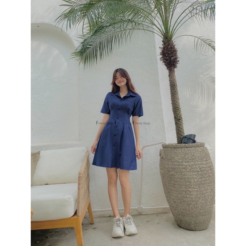 ĐẦM CỔ SƠ MI XẾP LY EO | BigBuy360 - bigbuy360.vn