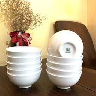 Bát ăn cơm sứ trắng LOHACO, bộ 10 bát cơm sứ trắng