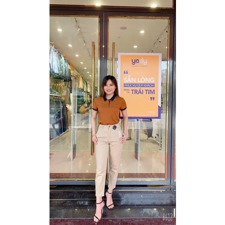 Áo Polo Nữ Cafe Phối Nẹp Thun Cotton Co Giãn, Thấm Hút Mồ Hôi, Thời Trang Công Sở - Mã: APN3700