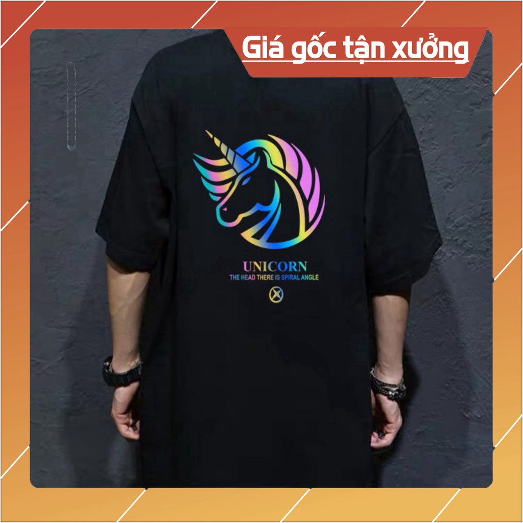 Áo Thun Phản Quang Unisex. Chất Cotton In  Hình Kỳ Lân. .Freesize Từ 45kg - 70kg