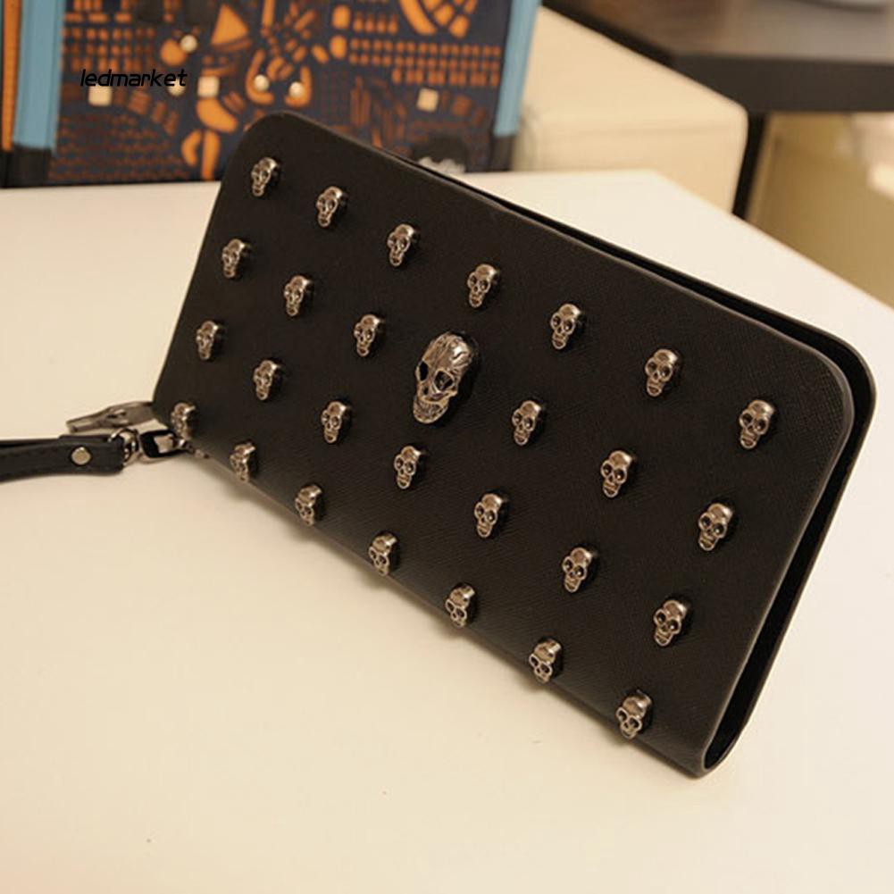 Ví da dáng dài trang trí đầu lâu phong cách cổ điển | BigBuy360 - bigbuy360.vn