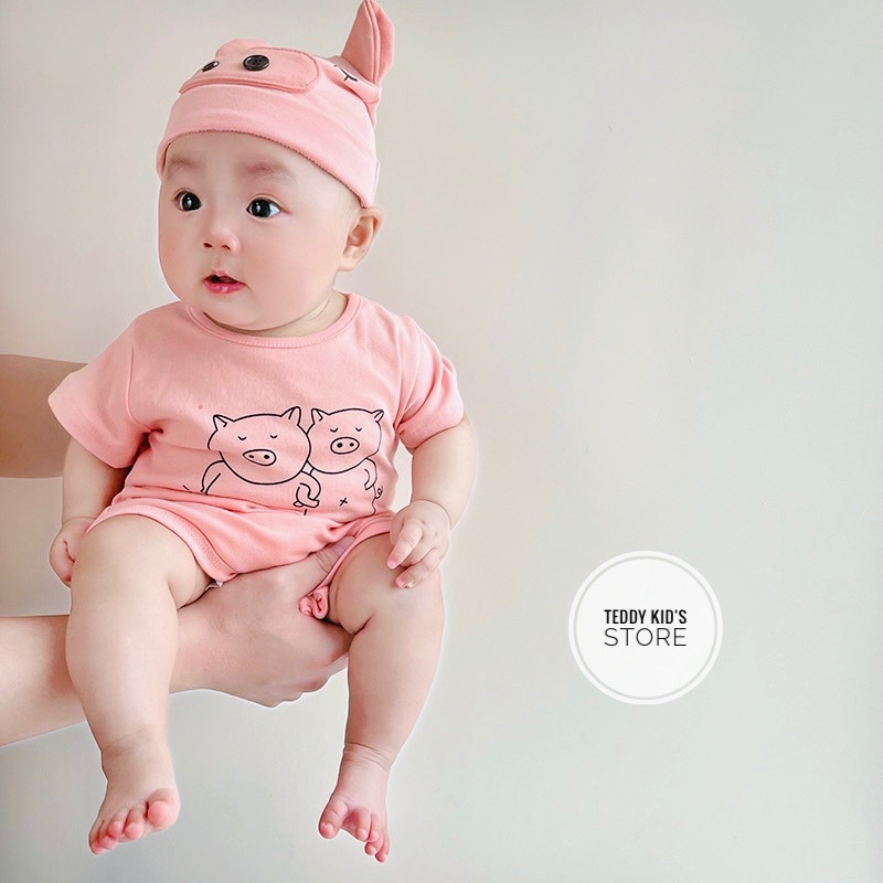 Body cho bé Body con heo kèm mũ