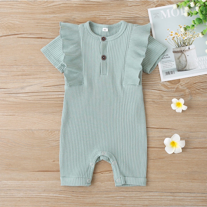 Body Ngắn Tay Trơn Màu Cho Bé Gái Sơ Sinh 0-18 Tháng,Bodysuit Liền Thân Áo Liền Quần Cho Bé