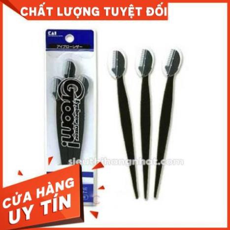 Freeship Set 3 dạo cạo lông mày cán dài KAI (màu đen) Chính Hãng